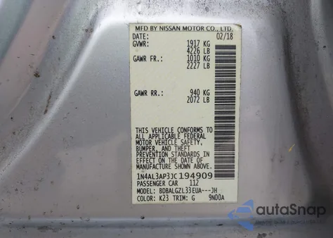 2018 Nissan Altima 2.5 S from USA, damaged, VIN 1N4AL3AP3JC194909
